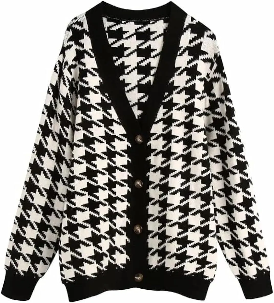 CORIRESHA Women's Fall Checkered Long Sleeve Cardigan Sweet Cute Cozy Knit Sweater Coat