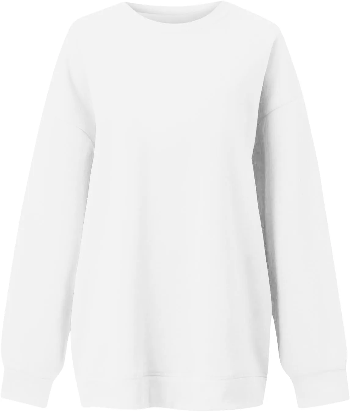 Crew Neck Sweatshirts Women Fleece Pullover Oversized Crewneck Sweatshirt Preppy Drop Shoulder Plain Y2K Hoodie