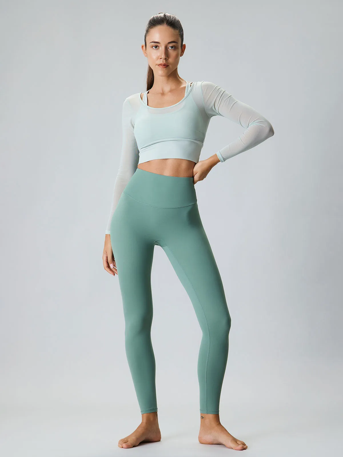 Dark Green High Waisted Leggings 24”