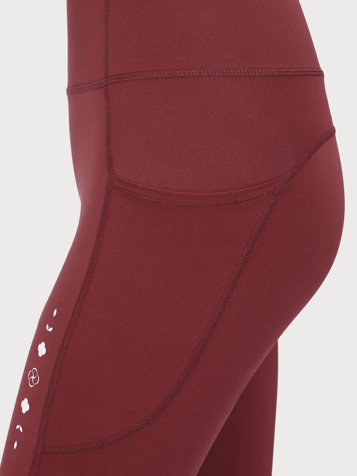 Dark Red Pocket Leggings 25”