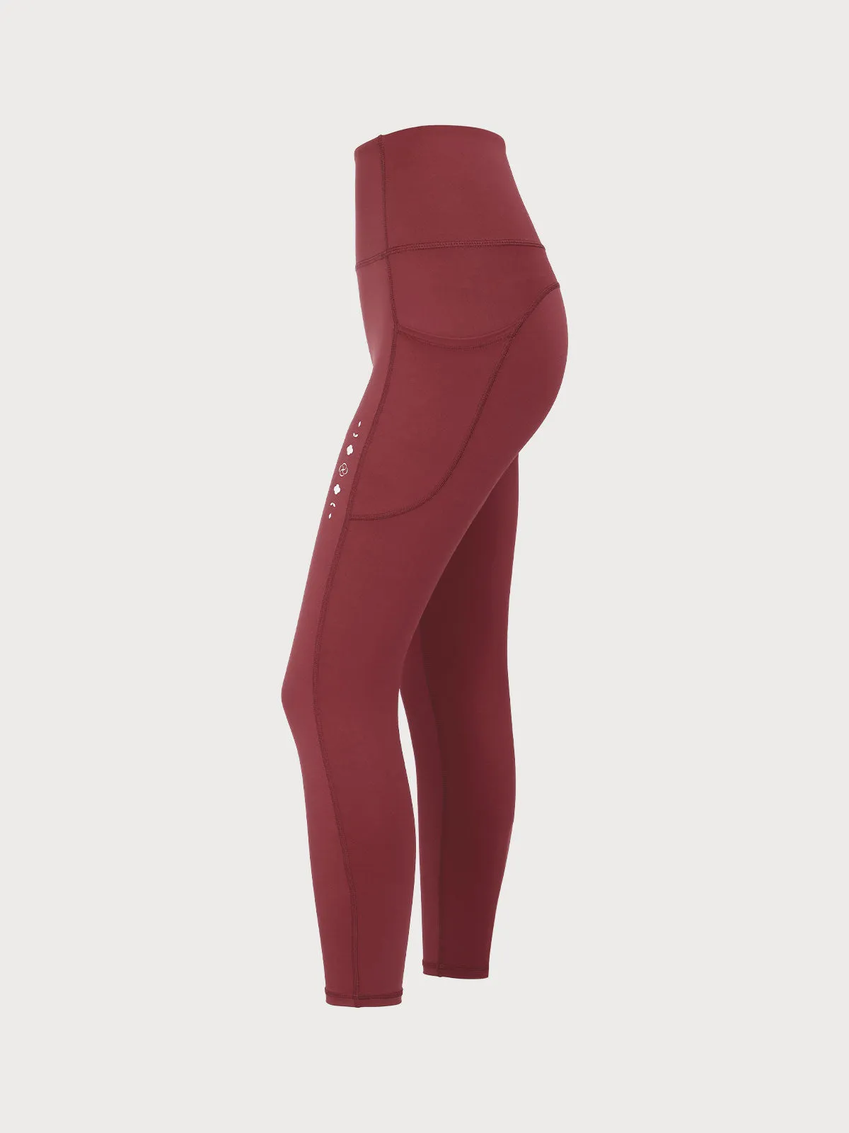 Dark Red Pocket Leggings 25”