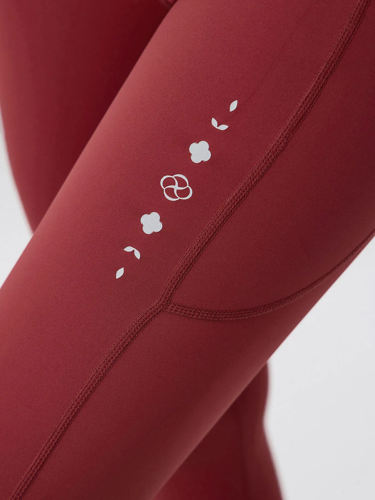 Dark Red Pocket Leggings 25”