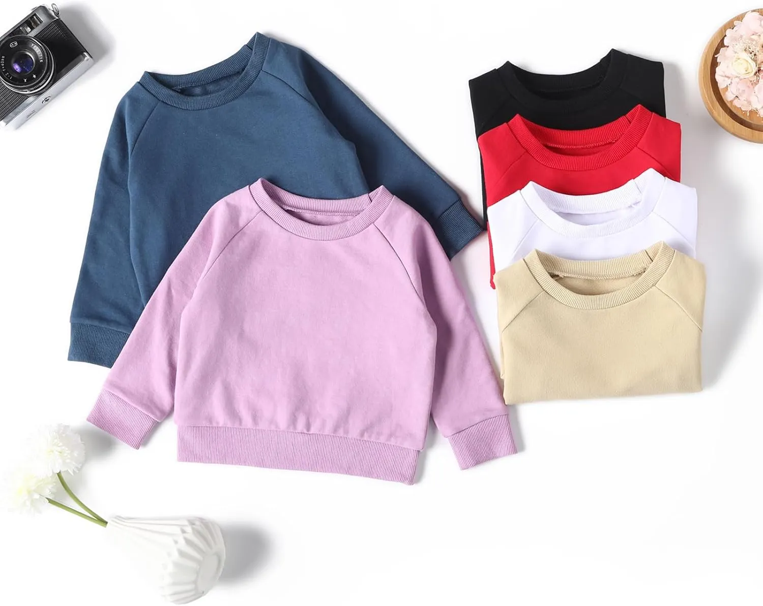 DEFAHN Toddler Baby Pullover Sweatshirt,Long Sleeve Infant Boy Girl Crewneck Active Tshirts 6 Month-3Y