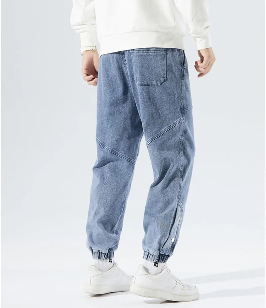 Denim Joggers Men Hip Hop Cargo Jeans Streetwear Casual Athletic Harem Pants