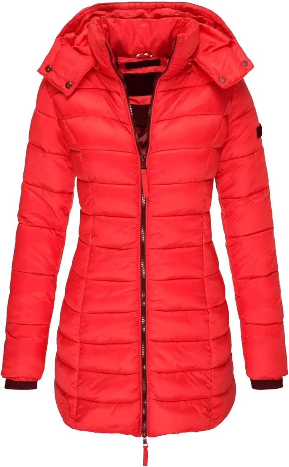 DGHM-JLMY 2 Pack Women's Warm Mid Long Down Jacket Quilted Lightweight Puffer Jacket Packable Hooded Slim Fit Puffer Coat