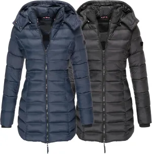 DGHM-JLMY 2 Pack Women's Warm Mid Long Down Jacket Quilted Lightweight Puffer Jacket Packable Hooded Slim Fit Puffer Coat