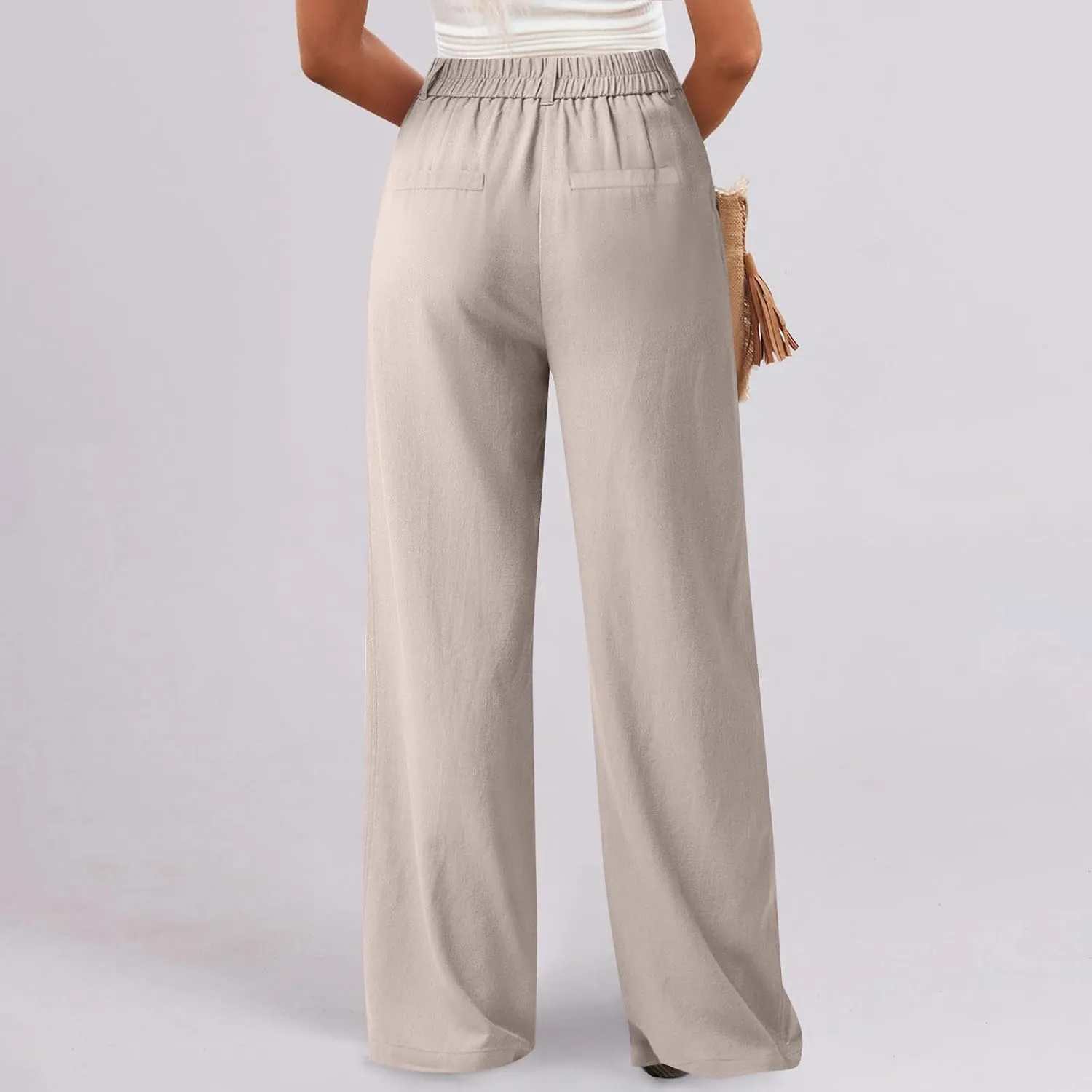 Dress Pants Women Summer Wide Leg Linen Pants Business Casual Office Work Pant Trendy Palazzo Pant 2025