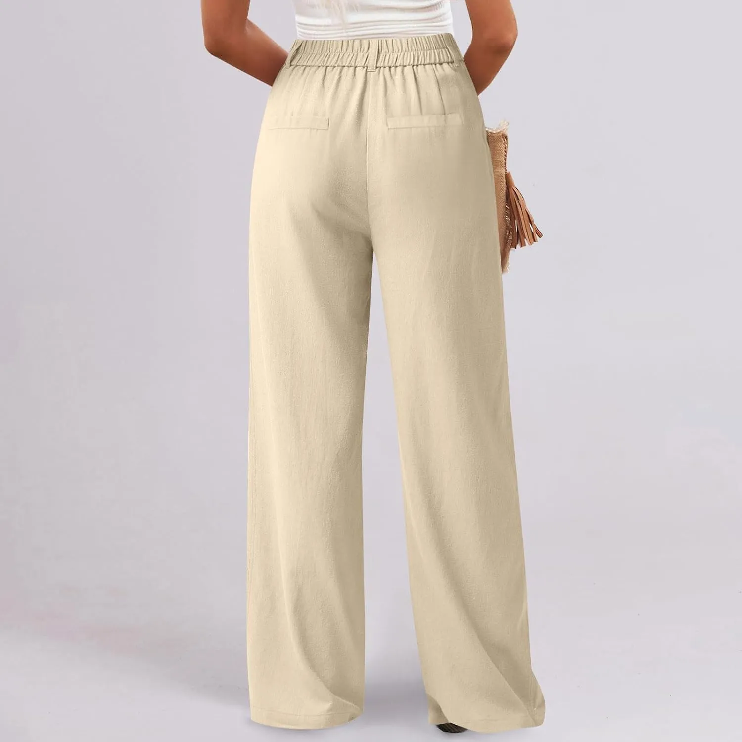 Dress Pants Women Summer Wide Leg Linen Pants Business Casual Office Work Pant Trendy Palazzo Pant 2025