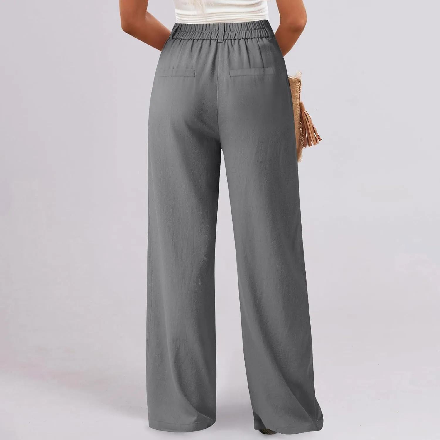 Dress Pants Women Summer Wide Leg Linen Pants Business Casual Office Work Pant Trendy Palazzo Pant 2025