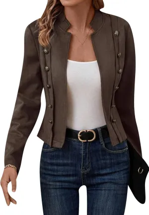 EFOFEI Women's Business Lightweight Jacket Double Breasted Blazer Semi Formal Trendy Coat