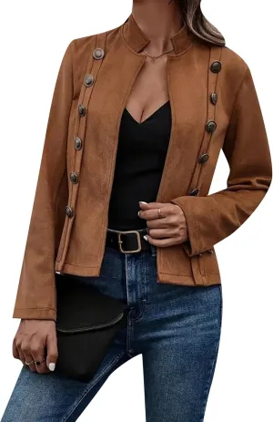 EFOFEI Women's Business Lightweight Jacket Double Breasted Blazer Semi Formal Trendy Coat