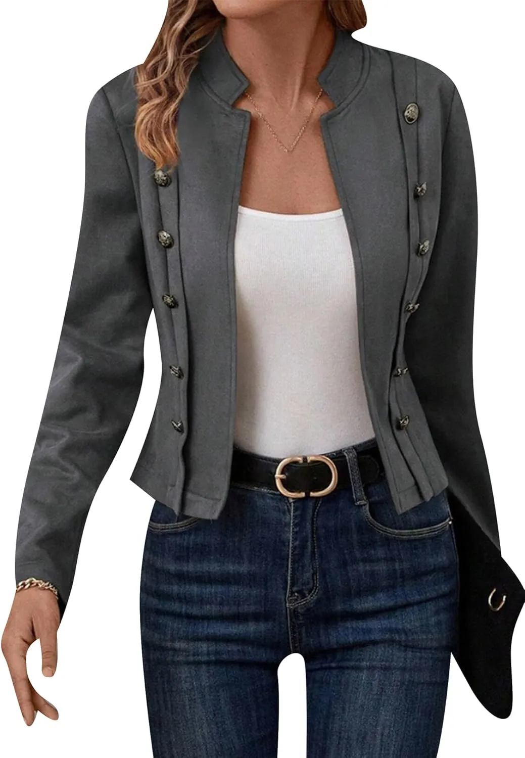 EFOFEI Women's Business Lightweight Jacket Double Breasted Blazer Semi Formal Trendy Coat