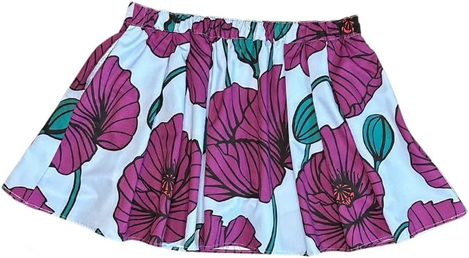 Ellie Day Women's Floral Print Athletic Skort with Pleats for Golf, or Tennis. Made in The USA of Recycled Materials