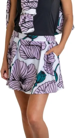 Ellie Day Women's Floral Print Athletic Skort with Pleats for Golf, or Tennis. Made in The USA of Recycled Materials