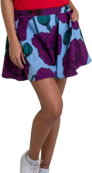 Ellie Day Women's Floral Print Athletic Skort with Pleats for Golf, or Tennis. Made in The USA of Recycled Materials