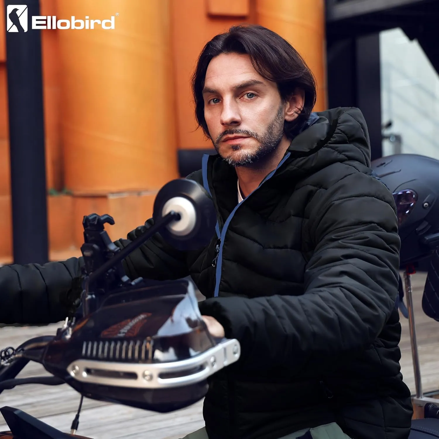 Ellobird Mens Puffer Coat Men Lightweight Winter Coats Jacket Hood Packable