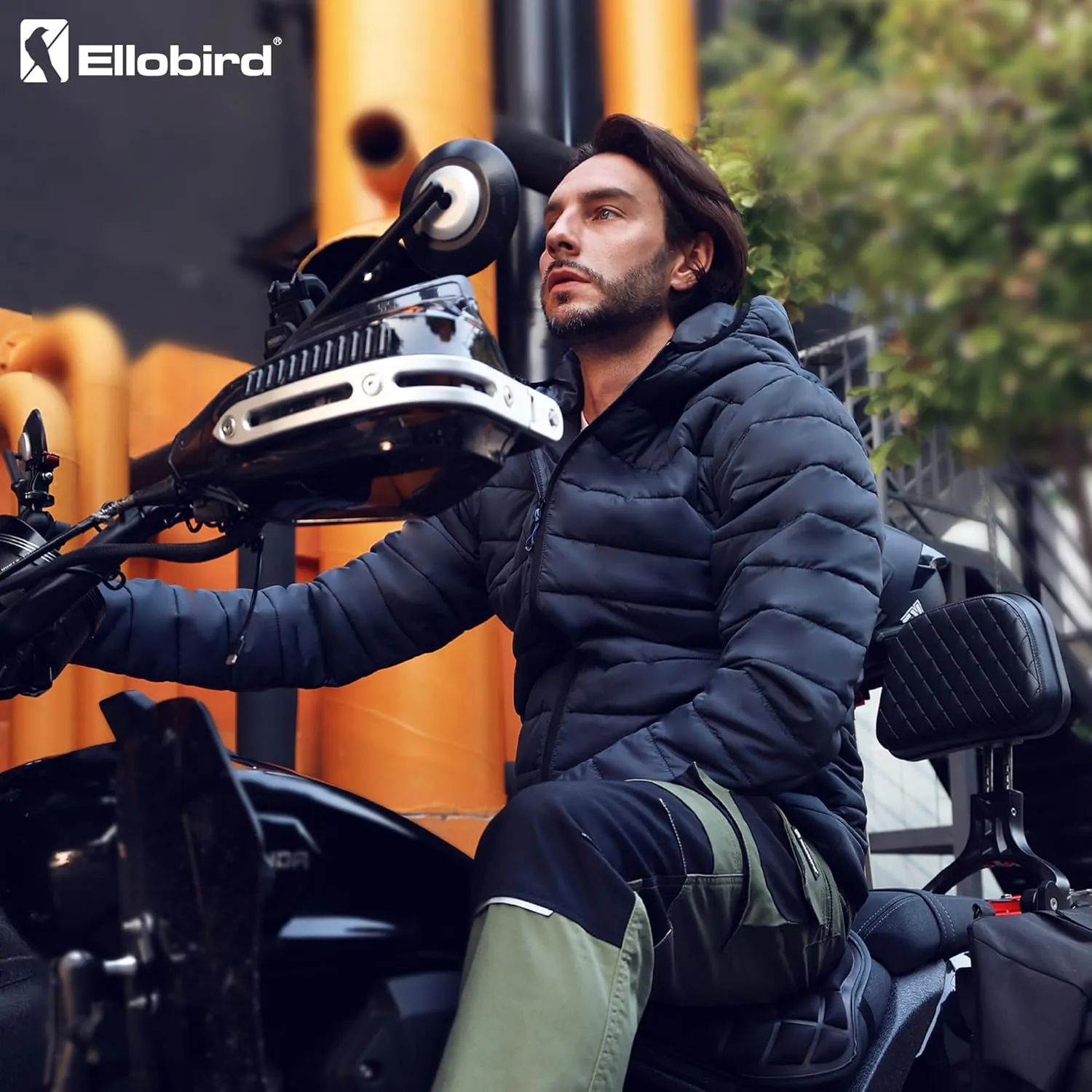 Ellobird Mens Puffer Coat Men Lightweight Winter Coats Jacket Hood Packable