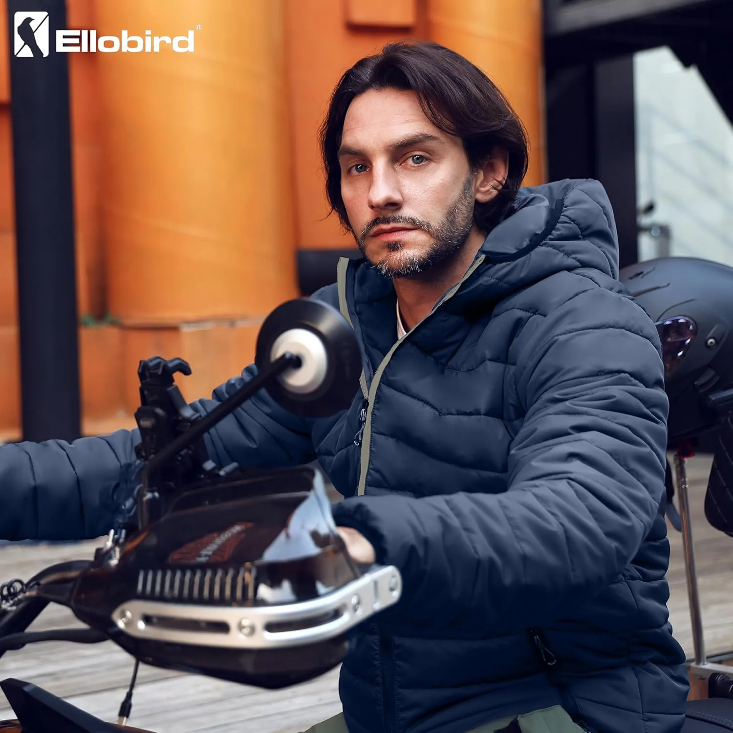 Ellobird Mens Puffer Coat Men Lightweight Winter Coats Jacket Hood Packable