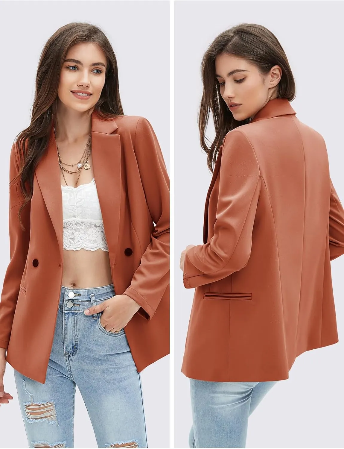 EXLURA Women's Business Casual Blazers Lightweight Long Sleeve Knit Lapel Loose Fit Work Office Suit Jackets with Pocket 2025