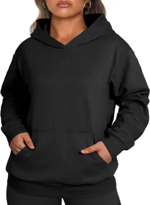 Eytino Plus Size Sweatshirt for Women Casual Long Sleeve Pullover Hooded Tops with Pockets Fall Outfits Clothes(1X-5X)