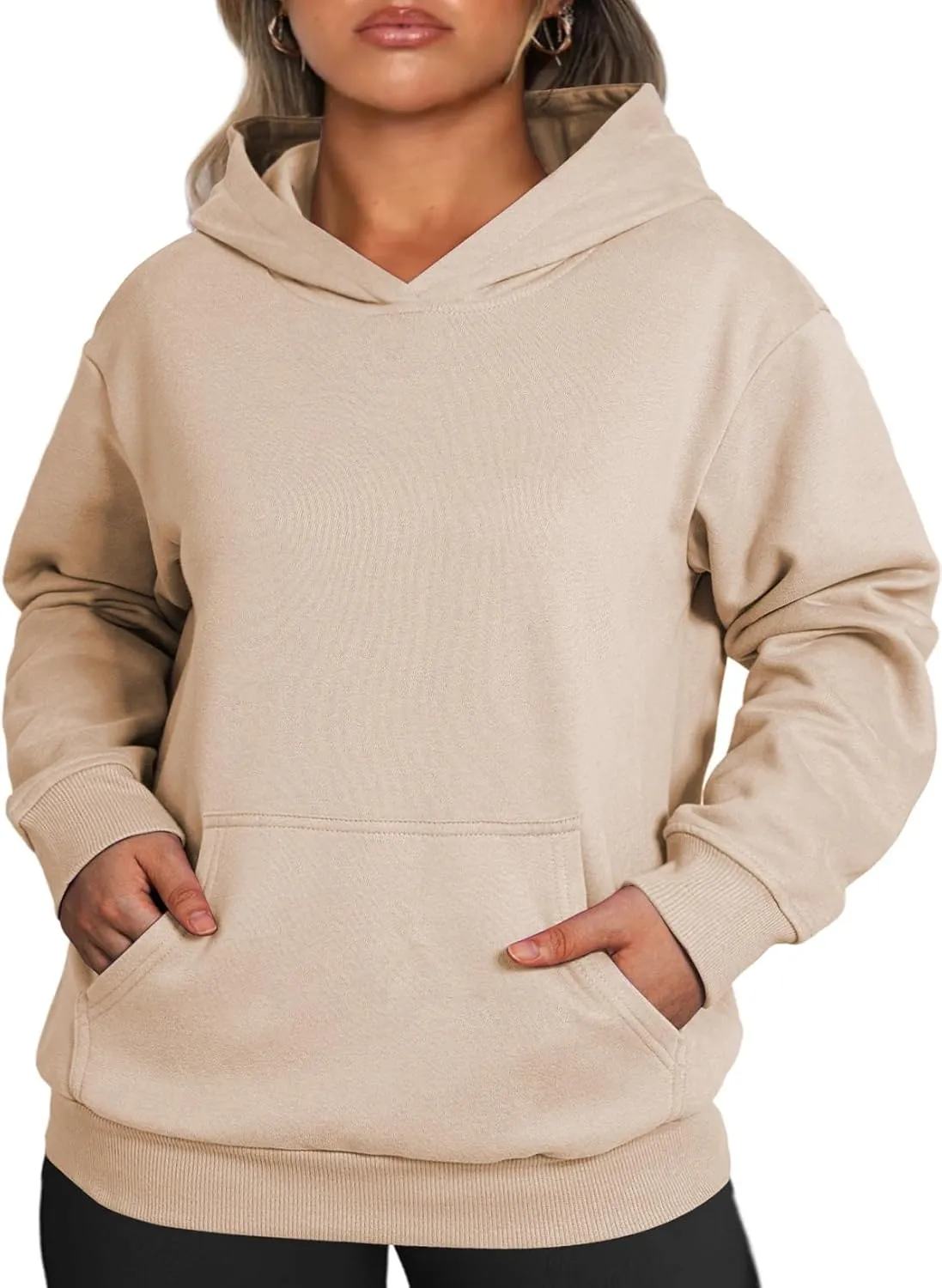Eytino Plus Size Sweatshirt for Women Casual Long Sleeve Pullover Hooded Tops with Pockets Fall Outfits Clothes(1X-5X)