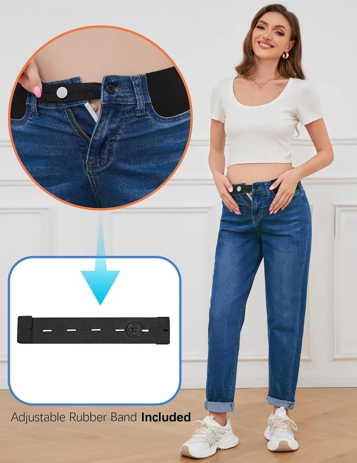 FABRACK Women's Maternity Jeans Mid-Rise Stretchy Boyfriend Jeans Under Belly Pregnancy Denim Pants with Elastic Inset Panel
