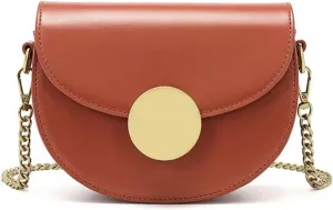 Fashion chain Cross-body bags for women,Minimalist Single-shoulder bag,half circle saddle bag,Vegan Leather small purse.