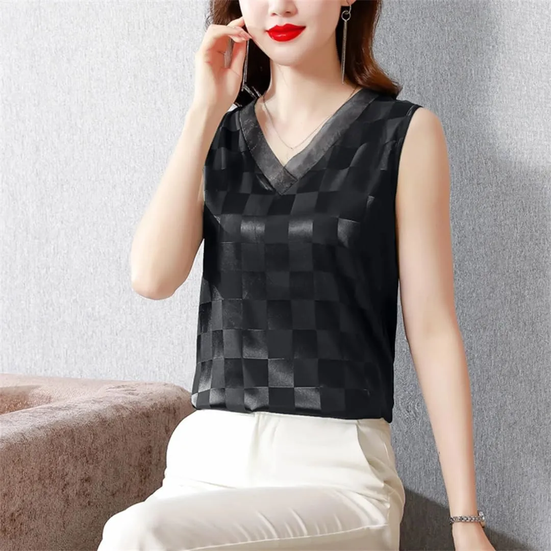 Fashion Women's Summer Camisole Sleeveless V-Neck Casual Satin Woman Clothes
