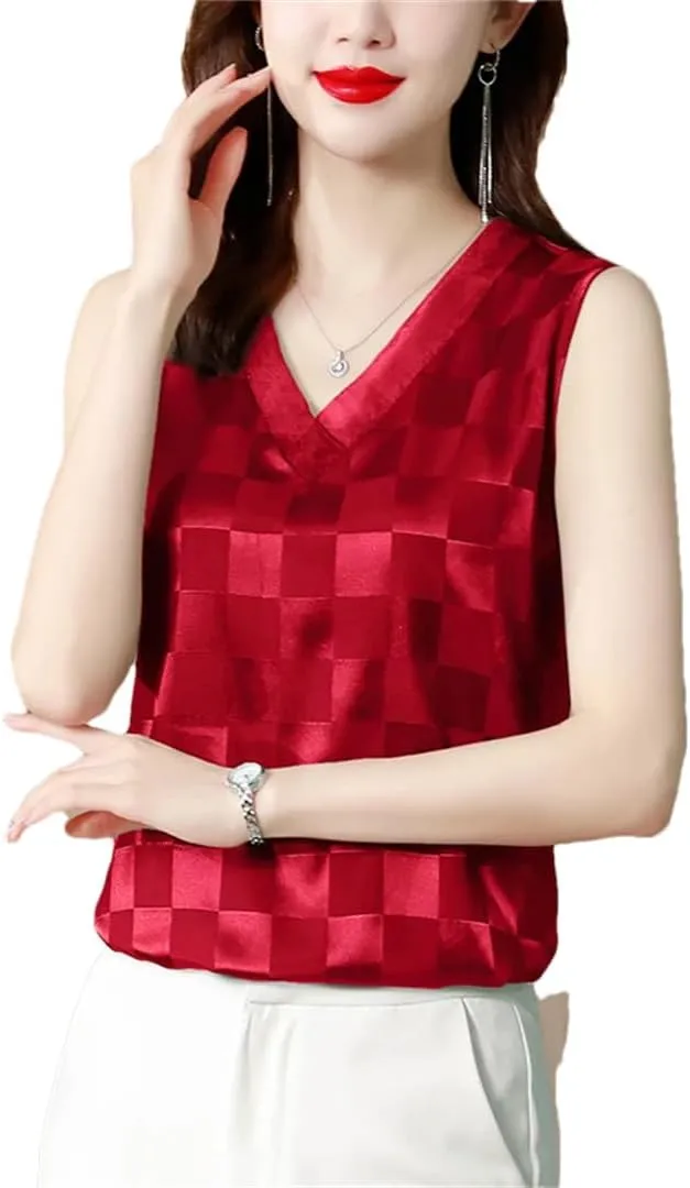 Fashion Women's Summer Camisole Sleeveless V-Neck Casual Satin Woman Clothes