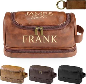 Father's Day Gifts, Personalized Toiletry Bag for Men, Handcrafted Travel Dopp Kit Gift with Custom Pattern and Text, Unique Gift for Men, Boyfriend, Dad