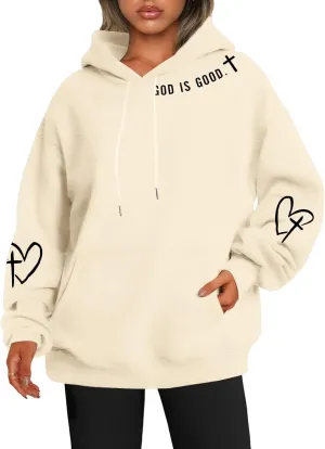 FAYALEQ Christian Sweatshirt For Women God Is Good Hoodies Faith Pullover Bible Verse Long Sleeve Tops