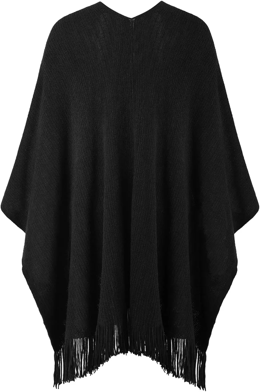 Ferand Women's Shawl Wraps with Pockets Open Front Fringe Poncho Cozy Knit Lightweight Cardigan Sweater