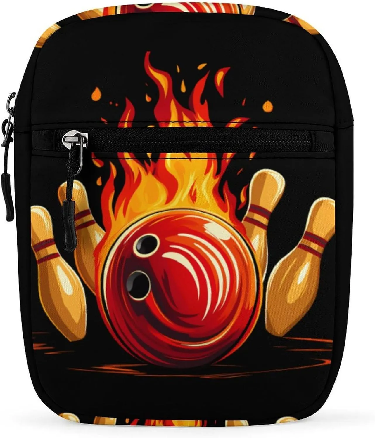 Flame Bowling Ball Pin Cute Crossbody Bag Messenger Shoulder Bags with Adjustable Strap