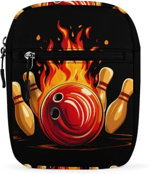 Flame Bowling Ball Pin Cute Crossbody Bag Messenger Shoulder Bags with Adjustable Strap