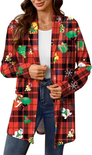 For G and PL Womens Christmas Holiday Long Sleeve Ugly Cardigan