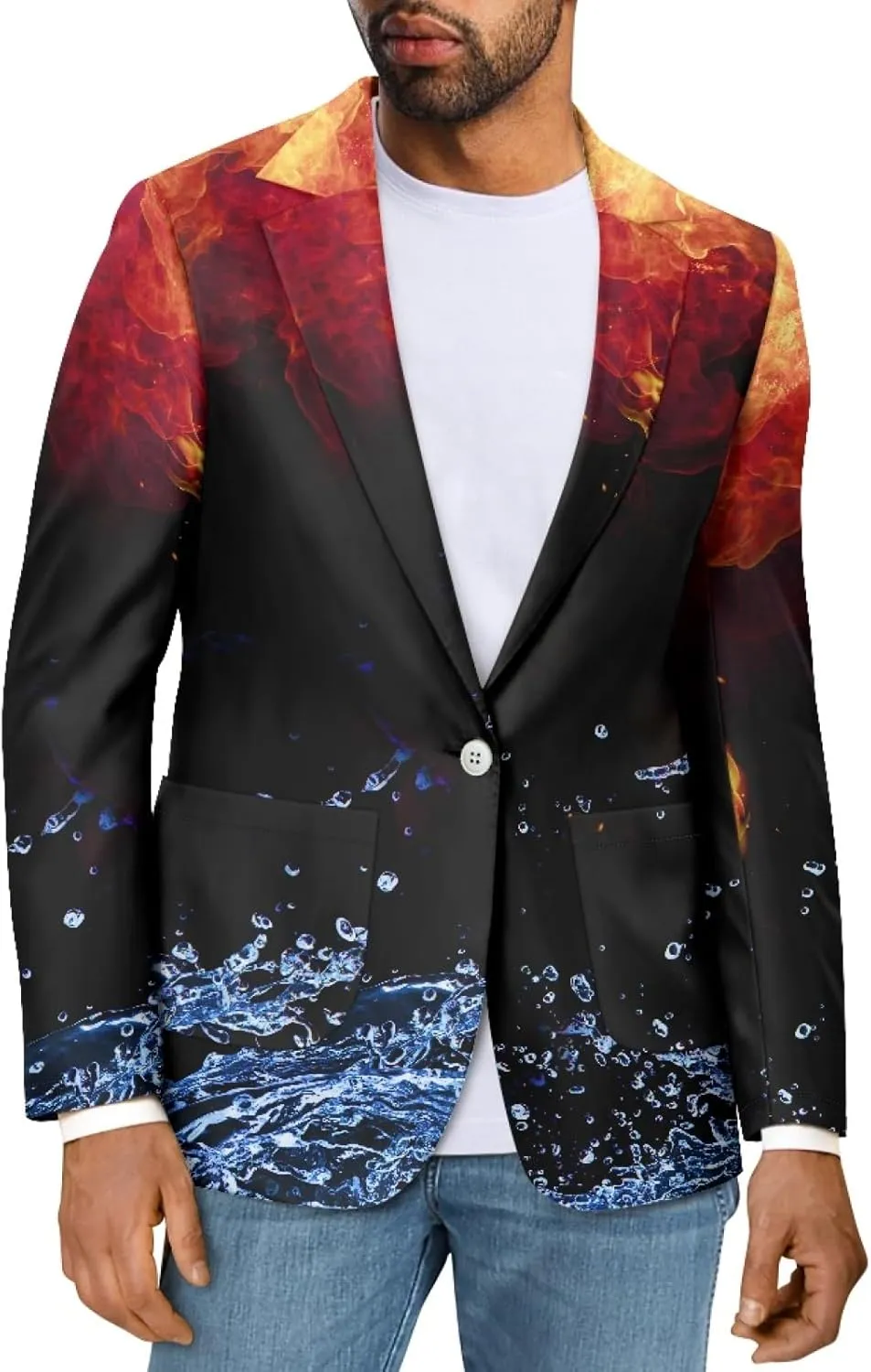Forchrinse Rooster Mens Sport Coat Causal Blazer One Button Business Dress Jackets Fall Spring Suit Blazer Lightweight
