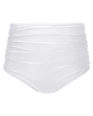 Full Coverage High Waisted Bikini Shirred Tankinis Brief-White