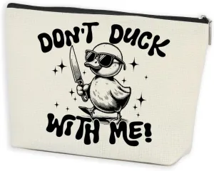 Funny Duck Pun Makeup Bag Sarcastic Animal Adult Humor Cosmetic Bag Novelty Gifts Funny Gifts for Women Duck Lovers Best Friends Bestie Sisters Christmas Birthday Gifts Travel Toiletry Bag