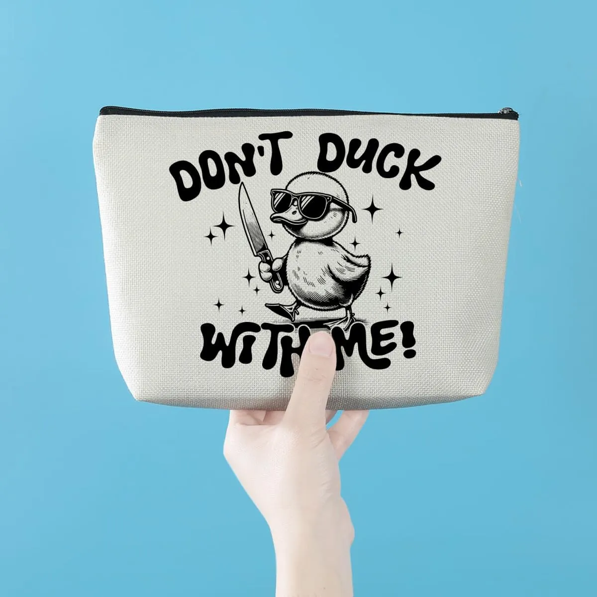 Funny Duck Pun Makeup Bag Sarcastic Animal Adult Humor Cosmetic Bag Novelty Gifts Funny Gifts for Women Duck Lovers Best Friends Bestie Sisters Christmas Birthday Gifts Travel Toiletry Bag