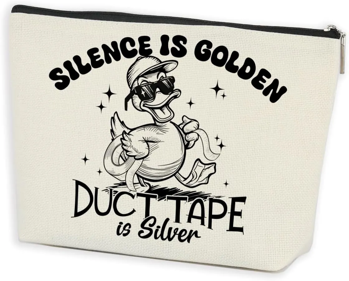 Funny Duck Pun Makeup Bag Sarcastic Animal Adult Humor Cosmetic Bag Novelty Gifts Funny Gifts for Women Duck Lovers Best Friends Coworkers Sisters Christmas Birthday Gifts Travel Toiletry Bag