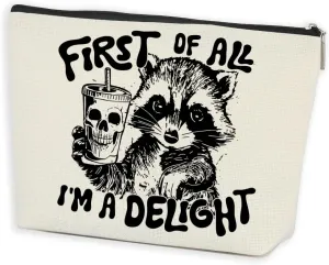 Funny Raccoon Makeup Bag Sarcastic Animal Humor Cosmetic Bag Raccoon Stuff Raccoon Gifts Funny Gifts for Women Raccoon Lovers Friends Coworkers Sisters Christmas Birthday Gifts Travel Toiletry Bag