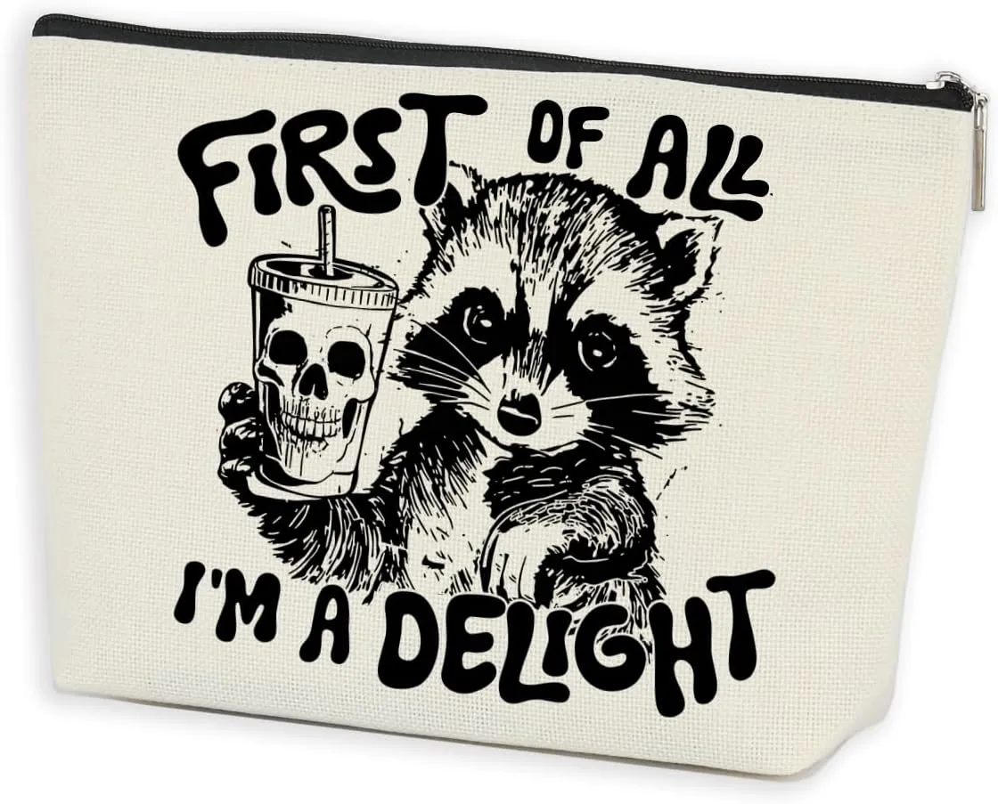 Funny Raccoon Makeup Bag Sarcastic Animal Humor Cosmetic Bag Raccoon Stuff Raccoon Gifts Funny Gifts for Women Raccoon Lovers Friends Coworkers Sisters Christmas Birthday Gifts Travel Toiletry Bag