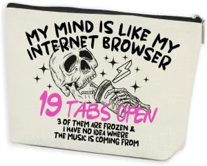 Funny Skeleton Makeup Bag Sarcastic Skull Adult Humor Cosmetic Bag Novelty Gifts Funny Gifts for Women Coffee Lovers Best Friends Coworkers Sisters Christmas Birthday Gifts Travel Toiletry Bag