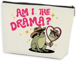 Funny Western Frog Makeup Bag Cute Frog Stuff Cosmetic Bag Frog Gifts for Women Girls Best Friends Mom Daughter Sisters Vintage Zipper Pouch Christmas Birthday Friendship Gifts Travel Toiletry Bag