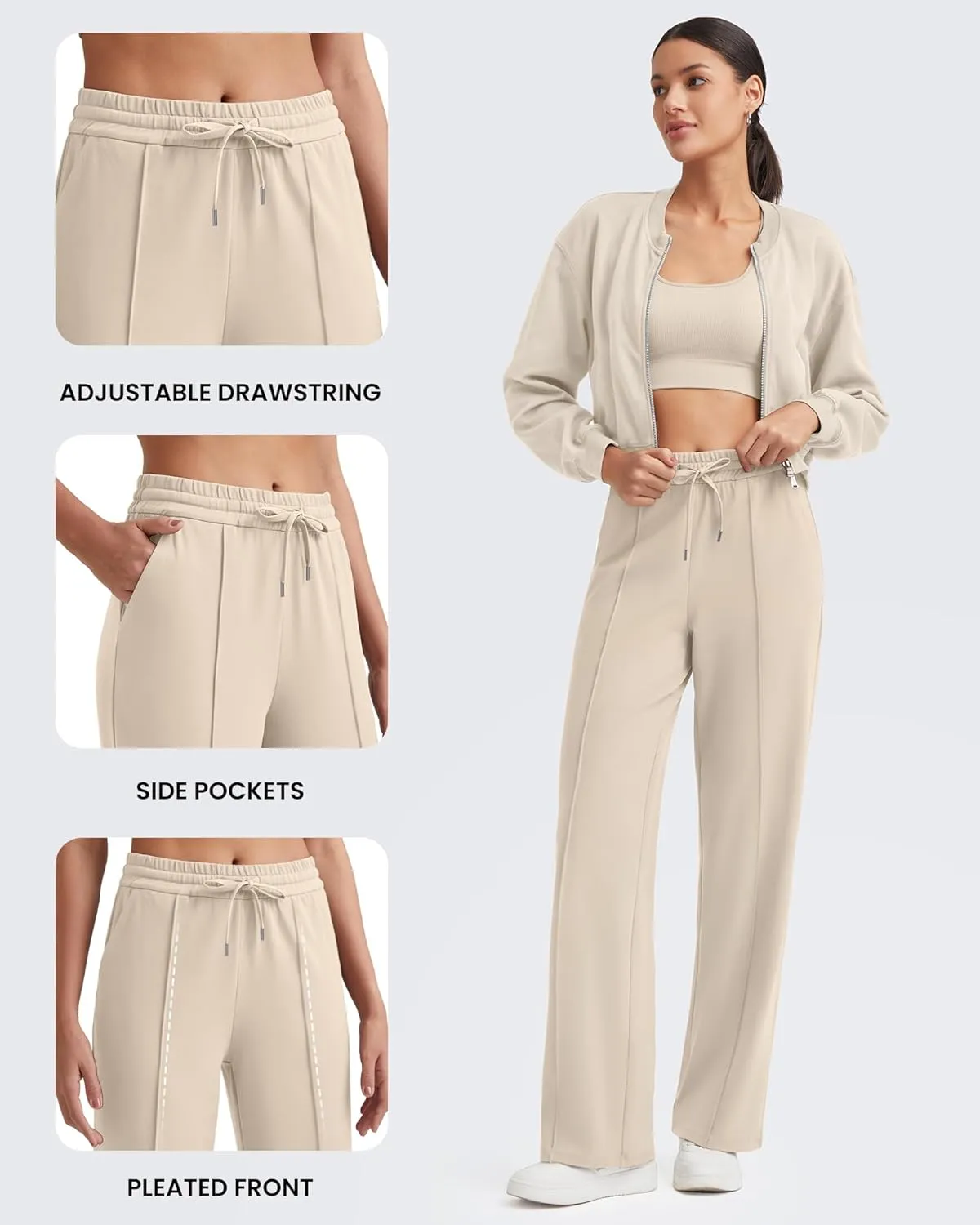 G4Free Womens Sweatpants Wide Leg Yoga Pants with Pockets Drawstring High Waist Casual Lounge Pants Petite/Regular/Tall