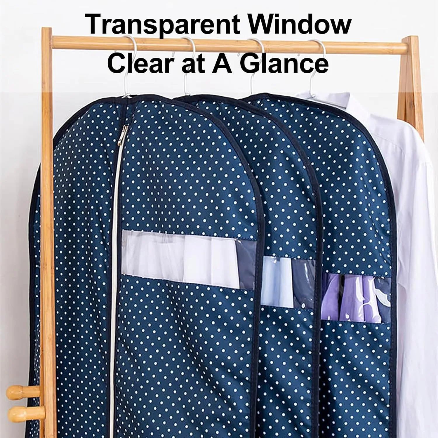 Garment Bags, Suit Bag Hanging Garment Bags for Closet Storage with Clear Window Clothes Cover for Dresses, Coats Three-Dimensional(Beige,60x9x100cm/24x4x39in)