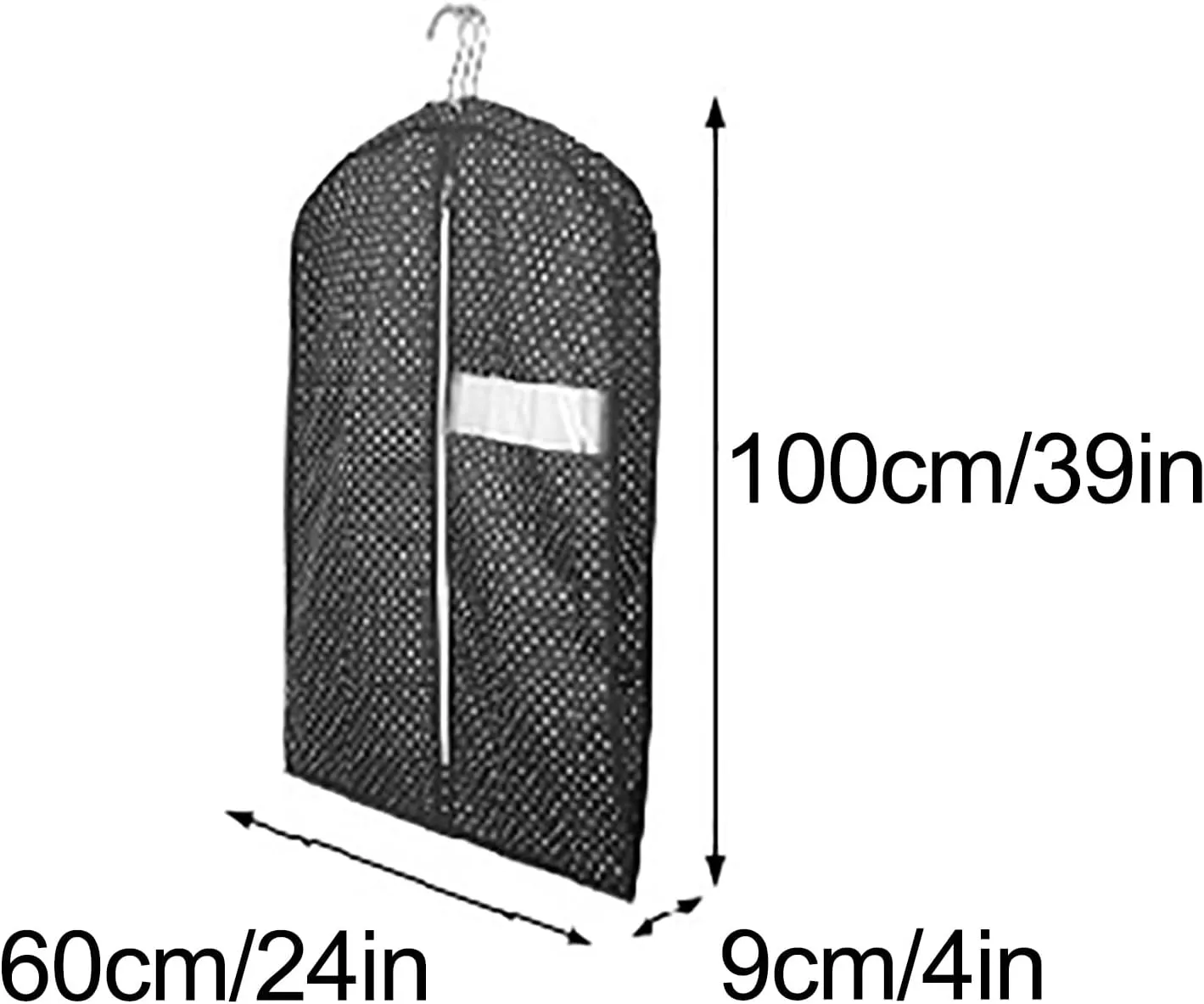 Garment Bags, Suit Bag Hanging Garment Bags for Closet Storage with Clear Window Clothes Cover for Dresses, Coats Three-Dimensional(Beige,60x9x100cm/24x4x39in)