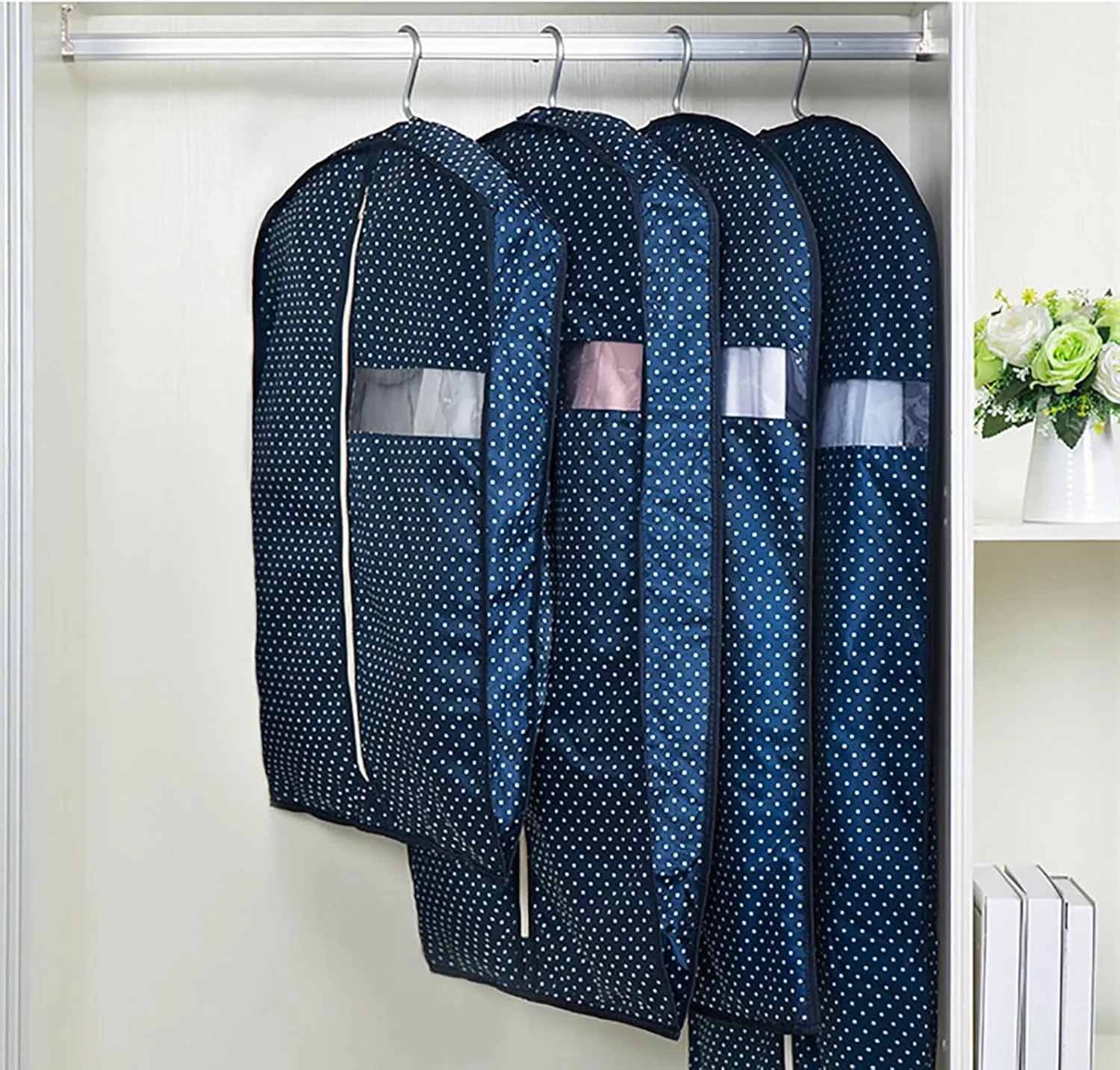 Garment Bags, Suit Bag Hanging Garment Bags for Closet Storage with Clear Window Clothes Cover for Dresses, Coats Three-Dimensional(Beige,60x9x100cm/24x4x39in)