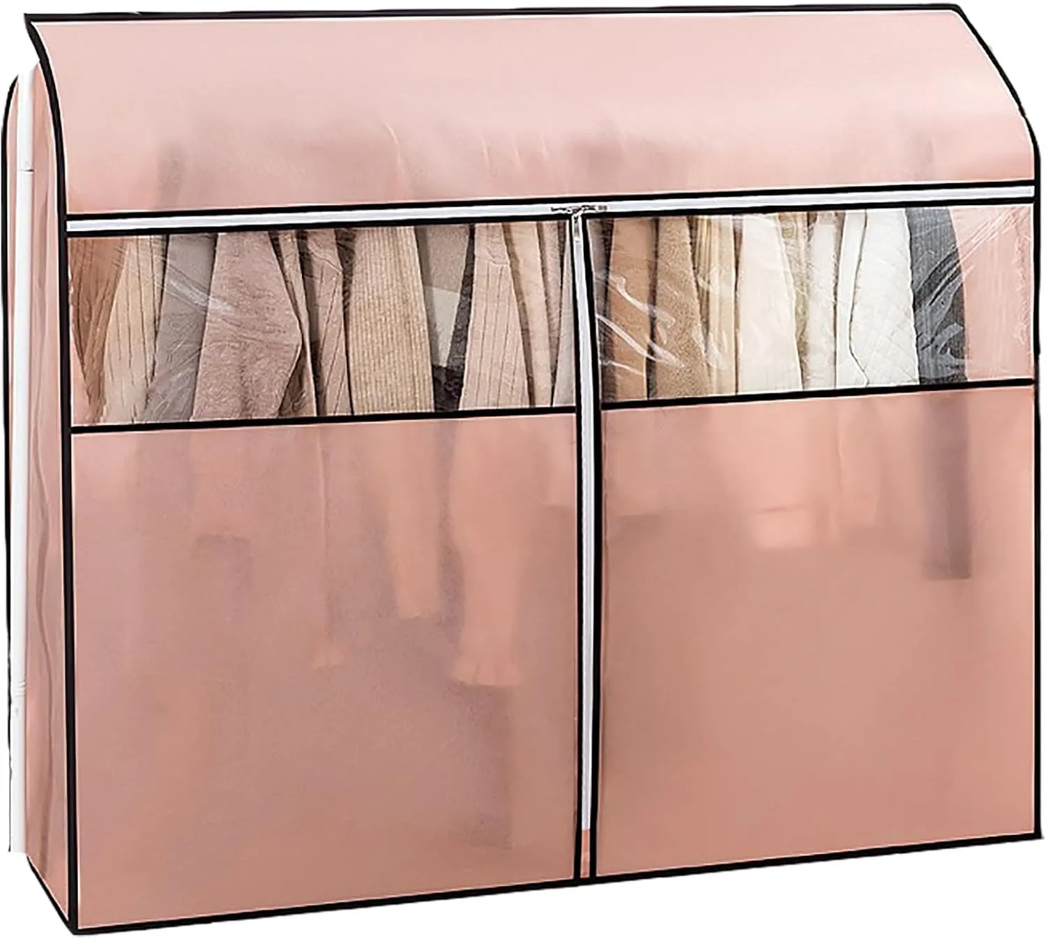 Garment Rack Cover, Washable Clothes Rack Cover Garment Bag for Closet Storage with Clear Window,Suitable for Suits, Dresses, Coats(Pink,120x50x120cm/47x20x47in)