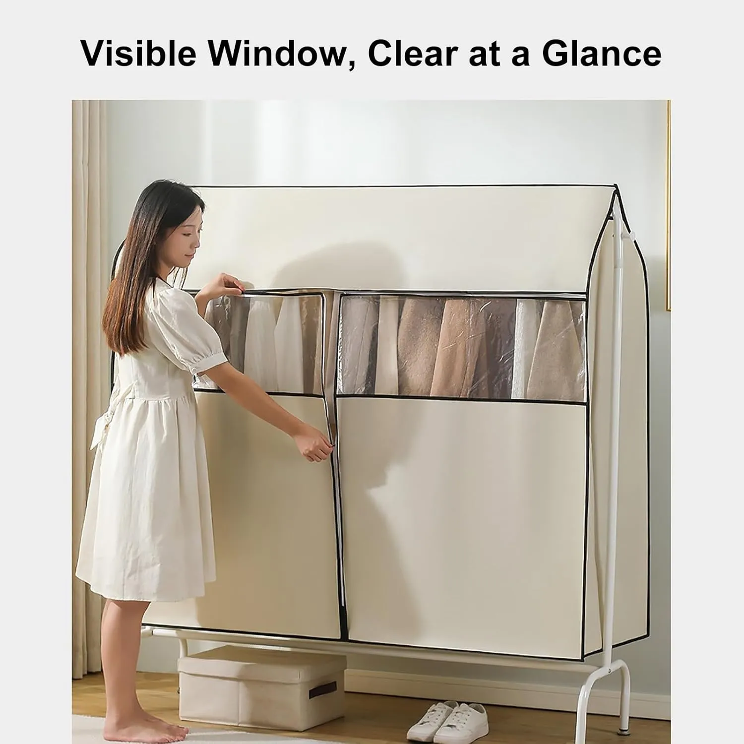Garment Rack Cover, Washable Clothes Rack Cover Garment Bag for Closet Storage with Clear Window,Suitable for Suits, Dresses, Coats(Pink,120x50x120cm/47x20x47in)